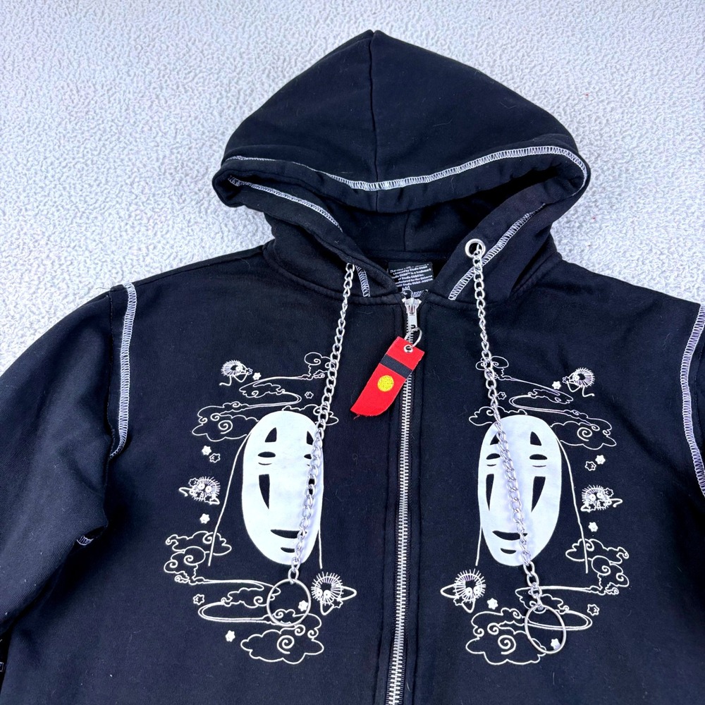 Her Universe Spirited Away No Face Hoodie Womens M Black Goth Mesh Chain Zip Up